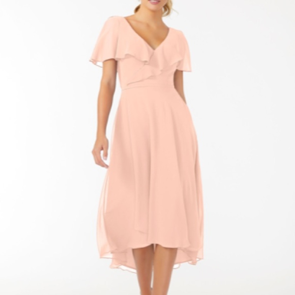 Mori Lee bridesmaid dress. Midi Flutter Sleeve Chiffon Dress - STYLE #21704
